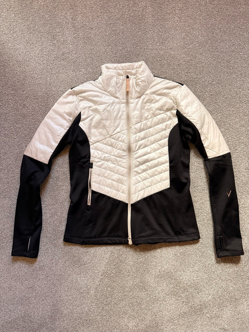 Women’s Black and White Hybrid Quilt Jacket by Indyeva